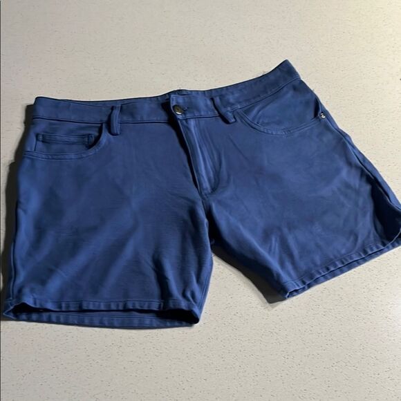 LASC Stretch Blue Short Shorts Size 32-34 L - Picture 1 of 7